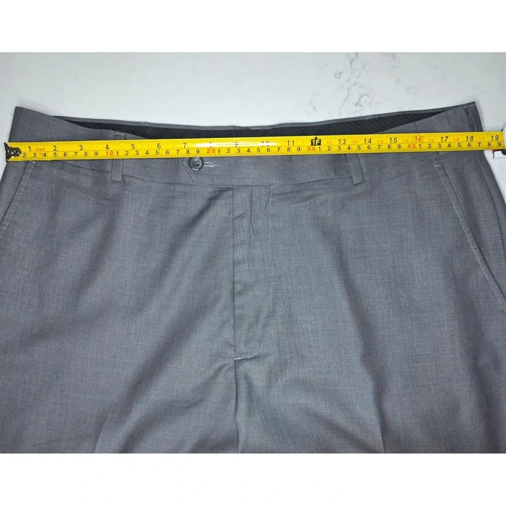 George Dress Pants Men 36x32 Gray Flat Front Slacks TOGM36341